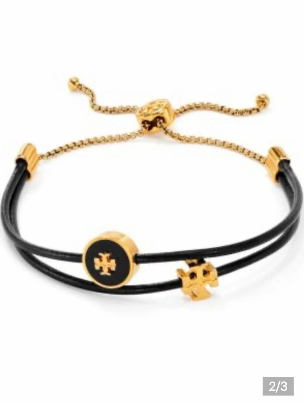 Tory Burch Authentic Kira Enamel Slider Bracelet Black  New